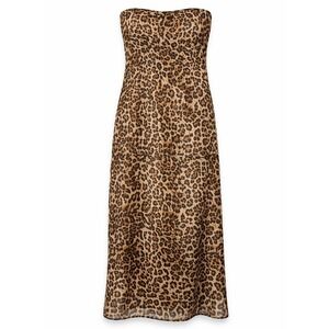 Forever 21 Maxi Dress Womens Small Leopard Strapless Animal Print Brown Mob Wife
